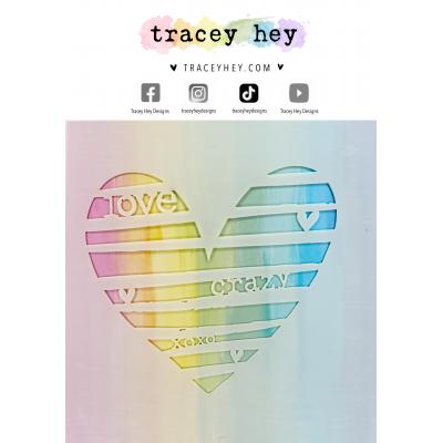 Tracey Hey Stencil - Striped Heart